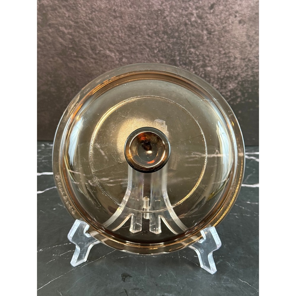 Vintage 1970s Amber Brown Pyrex 6.5in Round REPLACEMENT LID V-1-C